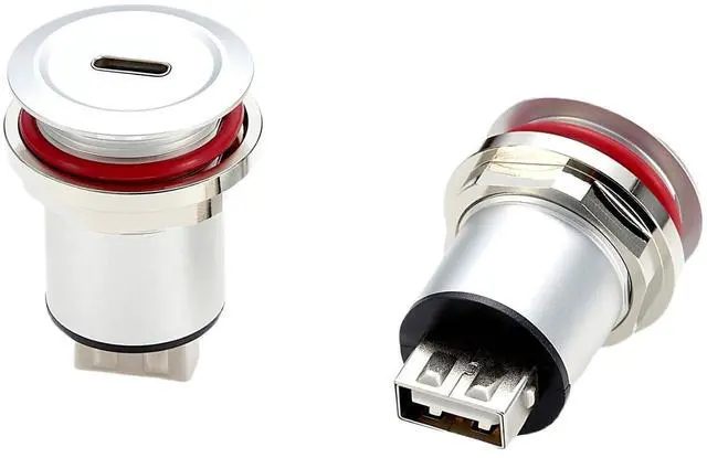 Main image of USB 2.0 to USB 3.1 C Embedded Panel Mount Connector USB Female to Type C Female Threaded Fixed Flush Mount Pass Through Converter for Data Transfer Fast Charging (2PCS)