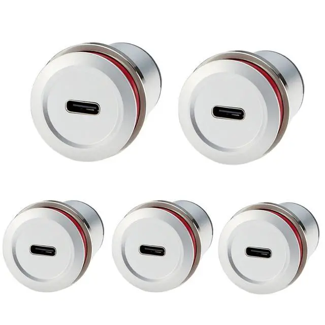 Main image of USB 2.0 to USB 3.1 C Embedded Panel Mount Connector USB Female to Type C Female Threaded Fixed Flush Mount Pass Through Converter for Data Transfer Fast Charging (5PCS)