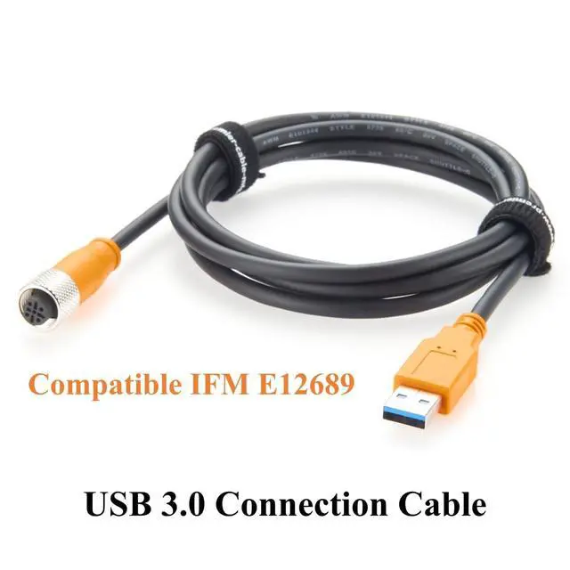 Alt view image 4 of 6 - IP67 USB 3.0 A Male to M12 B Code 5Pin Female Extension Cable 480Mbps Industrial USB 3.0 Connection Cable Compatible with IFM E12689 for PLC, Machine Vision, Industrial Automation(1.5M/4.92FT)