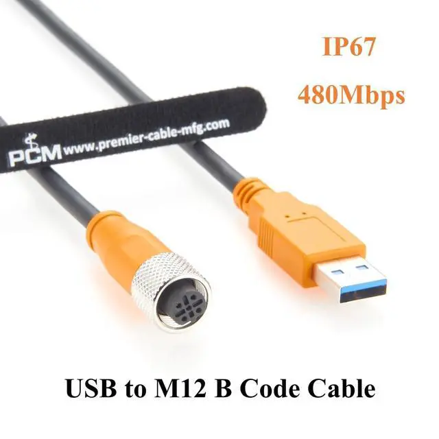 Alt view image 3 of 6 - IP67 USB 3.0 A Male to M12 B Code 5Pin Female Extension Cable 480Mbps Industrial USB 3.0 Connection Cable Compatible with IFM E12689 for PLC, Machine Vision, Industrial Automation(1.5M/4.92FT)
