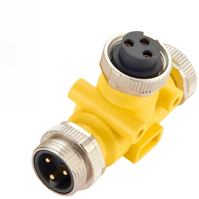 Main image of 3 Way Mini-Change 7/8"-16UNF Circular Connector IP67 7/8" 3 Pin Male to Female Tee Splitter T Distributor Backbone Trunk Cable T Connector for DeviceNet Canopen NMEA 2000 Profibus IO-Link (3Pin)