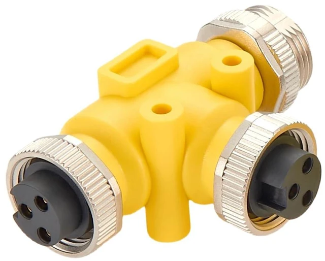 Alt view image 3 of 7 - 3 Way Mini-Change 7/8"-16UNF Circular Connector IP67 7/8" 3 Pin Male to Female Tee Splitter T Distributor Backbone Trunk Cable T Connector for DeviceNet Canopen NMEA 2000 Profibus IO-Link (3Pin)