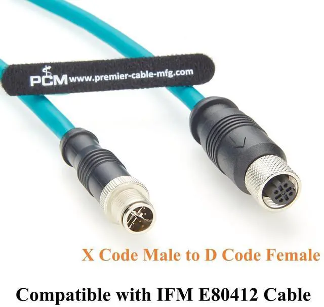 Alt view image 4 of 6 - IP67 M12 X Code Male to D Code Female Ethernet Connection Cable Cat6A High-Flex Drag Chain Shielded Compatible with IFM E80412 for Profinet, EtherNet/IP, Modbus TCP, PLC, Robotics(2M/6.6FT)