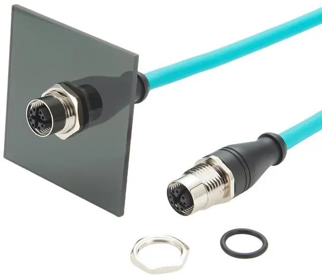 Main image of M12 8Pin X Code Male to Female Extension Cable M12 Bulkhead Panel Mount CAT6A Industrial Ethernet GigE Cable High Flex Shielded S/FTP Compatible Cognex Industrial Camera Ethernet Switches(0.3M/1FT)