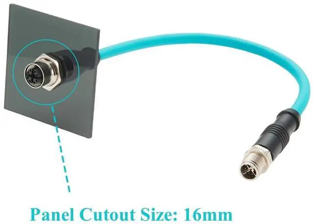 Alt view image 2 of 7 - M12 8Pin X Code Male to Female Extension Cable M12 Bulkhead Panel Mount CAT6A Industrial Ethernet GigE Cable High Flex Shielded S/FTP Compatible Cognex Industrial Camera Ethernet Switches(0.3M/1FT)