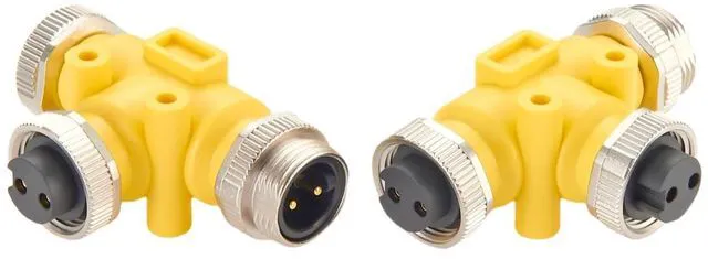 Alt view image 5 of 7 - 3 Way Mini-Change 7/8"-16UNF Circular Connector IP67 7/8" 2 Pin Male to Female Tee Splitter T Distributor Backbone Trunk Cable T Connector for DeviceNet Canopen NMEA 2000 Profibus IO-Link (2Pin)
