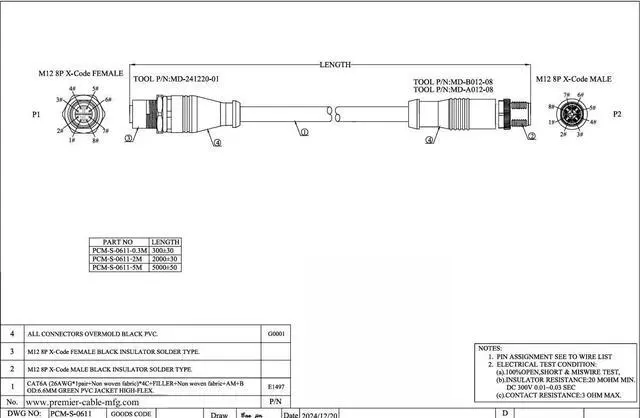 Alt view image 7 of 7 - M12 8Pin X Code Male to Female Extension Cable M12 Bulkhead Panel Mount CAT6A Industrial Ethernet GigE Cable High Flex Shielded S/FTP Compatible Cognex Industrial Camera Ethernet Switches(0.3M/1FT)