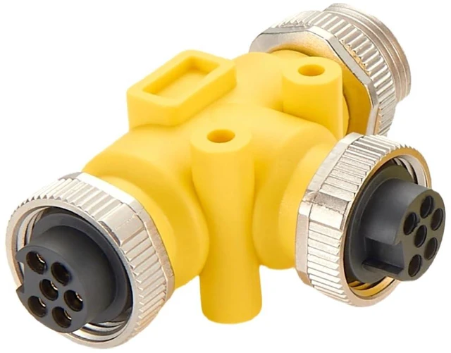Alt view image 5 of 7 - 3 Way Mini-Change 7/8"-16UNF Circular Connector IP67 7/8" 6 Pin Male to Female Tee Splitter T Distributor Backbone Trunk Cable T Connector for DeviceNet Canopen NMEA 2000 Profibus IO-Link (6Pin)