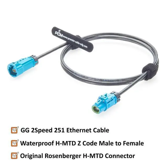 Alt view image 2 of 7 - IP67 Waterproof H-MTD Male to Female Automotive Ethernet Cable Rosenberger E6S14E-1CAZ5-Z to E6K14A-1CAZ5-Z 10Gbps 100/1000BASE-T1 for ADAS Camera, Robotaxi, LiDAR, ECU, Telematics (5M/16.4FT)