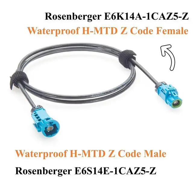 Alt view image 3 of 7 - IP67 Waterproof H-MTD Male to Female Automotive Ethernet Cable Rosenberger E6S14E-1CAZ5-Z to E6K14A-1CAZ5-Z 10Gbps 100/1000BASE-T1 for ADAS Camera, Robotaxi, LiDAR, ECU, Telematics (5M/16.4FT)