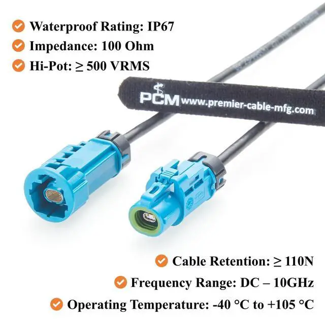 Alt view image 4 of 7 - IP67 Waterproof H-MTD Male to Female Automotive Ethernet Cable Rosenberger E6S14E-1CAZ5-Z to E6K14A-1CAZ5-Z 10Gbps 100/1000BASE-T1 for ADAS Camera, Robotaxi, LiDAR, ECU, Telematics (5M/16.4FT)