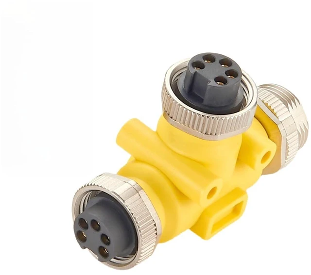 Alt view image 3 of 7 - 3 Way Mini-Change 7/8"-16UNF Circular Connector IP67 7/8" 5 Pin Male to Female Tee Splitter T Distributor Backbone Trunk Cable T Connector for DeviceNet Canopen NMEA 2000 Profibus IO-Link (5Pin)