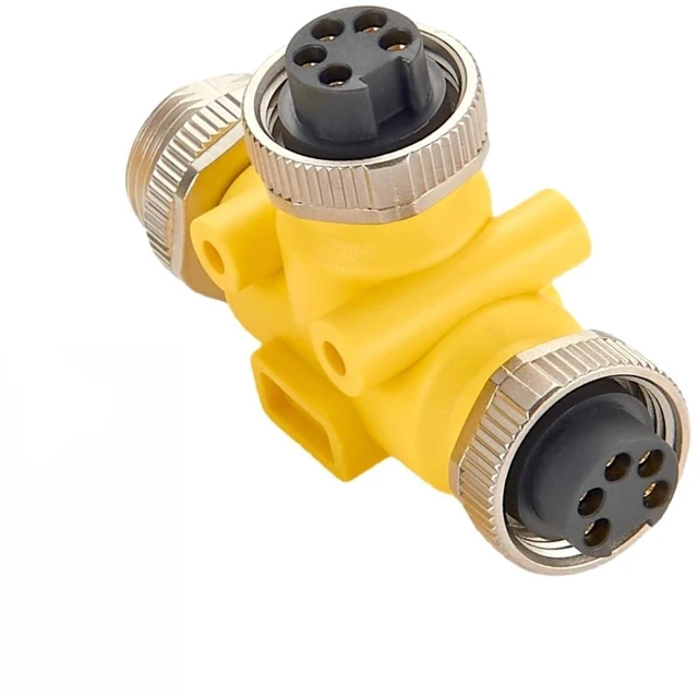 Alt view image 5 of 7 - 3 Way Mini-Change 7/8"-16UNF Circular Connector IP67 7/8" 5 Pin Male to Female Tee Splitter T Distributor Backbone Trunk Cable T Connector for DeviceNet Canopen NMEA 2000 Profibus IO-Link (5Pin)