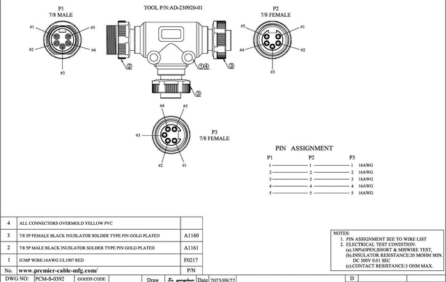 Alt view image 6 of 7 - 3 Way Mini-Change 7/8"-16UNF Circular Connector IP67 7/8" 5 Pin Male to Female Tee Splitter T Distributor Backbone Trunk Cable T Connector for DeviceNet Canopen NMEA 2000 Profibus IO-Link (5Pin)