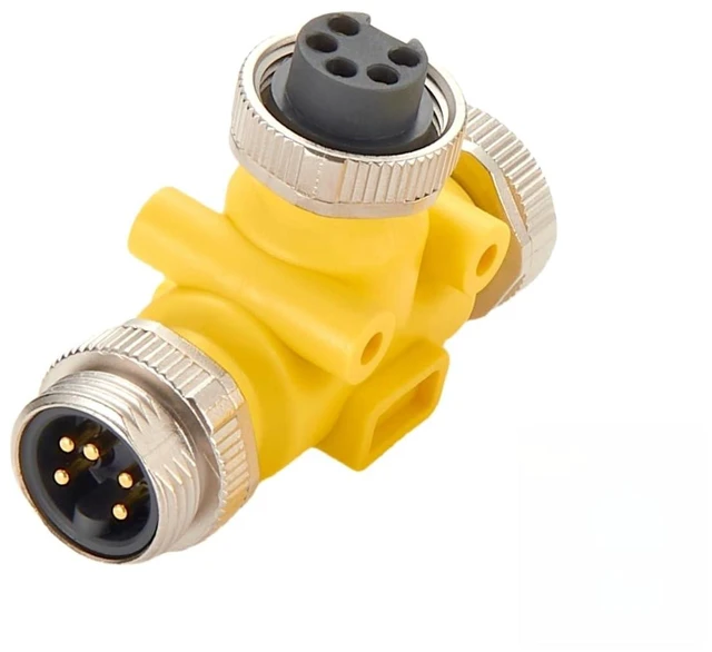 Alt view image 2 of 7 - 3 Way Mini-Change 7/8"-16UNF Circular Connector IP67 7/8" 5 Pin Male to Female Tee Splitter T Distributor Backbone Trunk Cable T Connector for DeviceNet Canopen NMEA 2000 Profibus IO-Link (5Pin)
