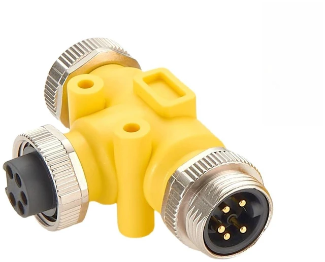 Alt view image 4 of 7 - 3 Way Mini-Change 7/8"-16UNF Circular Connector IP67 7/8" 5 Pin Male to Female Tee Splitter T Distributor Backbone Trunk Cable T Connector for DeviceNet Canopen NMEA 2000 Profibus IO-Link (5Pin)