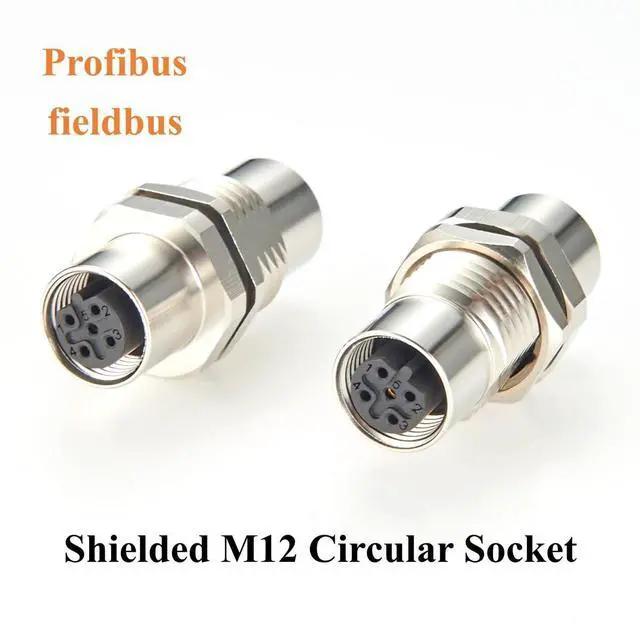Alt view image 4 of 7 - M12 B Code 5Pin Bulkhead Connector IP67 M12 Female to Female Panel Mount Circular Connector Socket Shielded Receptacle for PROFIBUS, Sensors, Control Panels (1PC)