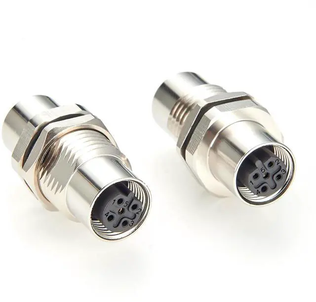 Main image of M12 B Code 5Pin Bulkhead Connector IP67 M12 Female to Female Panel Mount Circular Connector Socket Shielded Receptacle for PROFIBUS, Sensors, Control Panels (2PCS)