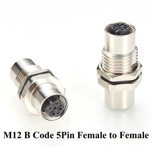 Alt view image 7 of 7 - M12 B Code 5Pin Bulkhead Connector IP67 M12 Female to Female Panel Mount Circular Connector Socket Shielded Receptacle for PROFIBUS, Sensors, Control Panels (1PC)