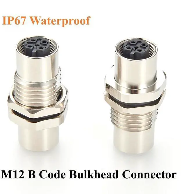 Alt view image 3 of 7 - M12 B Code 5Pin Bulkhead Connector IP67 M12 Female to Female Panel Mount Circular Connector Socket Shielded Receptacle for PROFIBUS, Sensors, Control Panels (1PC)