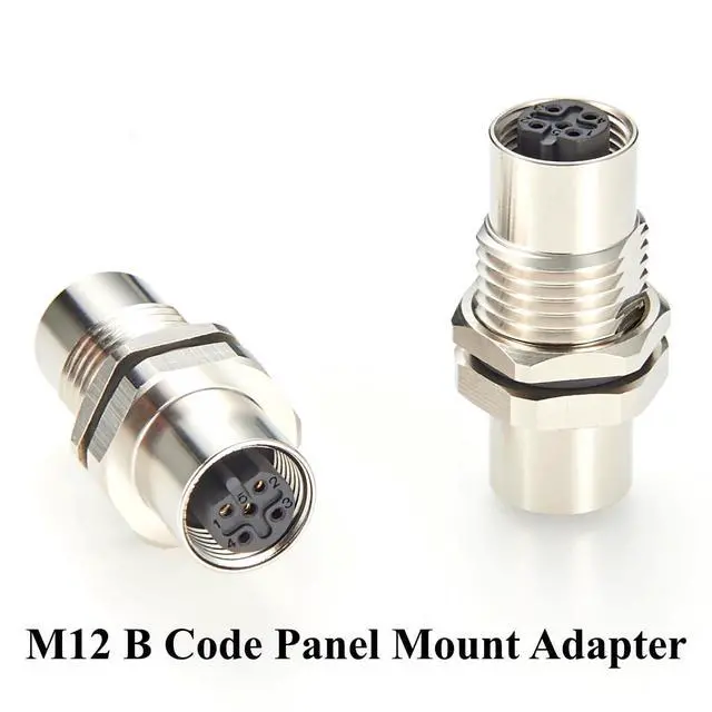 Alt view image 7 of 7 - M12 B Code 5Pin Bulkhead Connector IP67 M12 Female to Female Panel Mount Circular Connector Socket Shielded Receptacle for PROFIBUS, Sensors, Control Panels (2PCS)