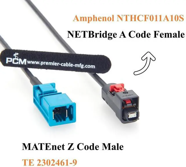 Alt view image 3 of 7 - Amphenol NETBridge A Code Female to TE MATEnet Z Code Male Automotive Ethernet Cable NTHCF011A10S to 2302461-9 100/1000BASE-T1 Shielded Cable for ADAS, Camera, ECU, Telematics(1M/3.28FT)
