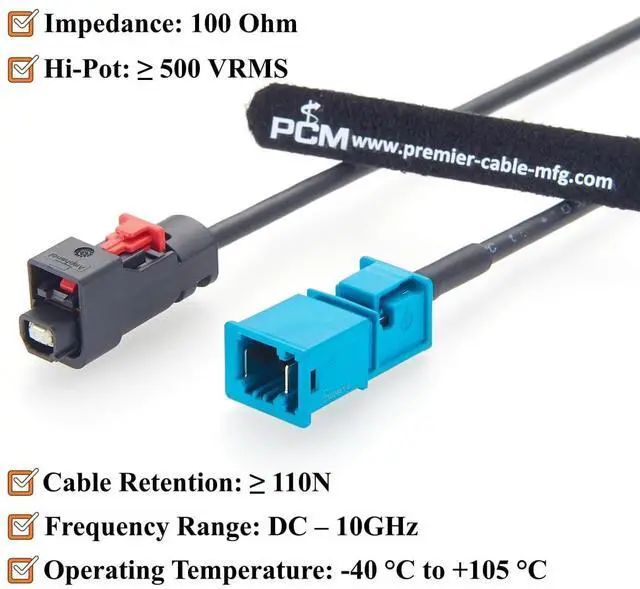 Alt view image 4 of 7 - Amphenol NETBridge A Code Female to TE MATEnet Z Code Male Automotive Ethernet Cable NTHCF011A10S to 2302461-9 100/1000BASE-T1 Shielded Cable for ADAS, Camera, ECU, Telematics(1M/3.28FT)