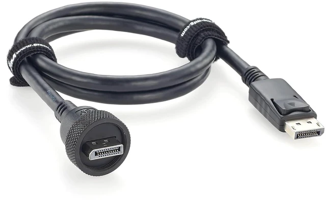 Main image of DisplayPort 1.2 Male to Male Cable 4K@60Hz IP67 Waterproof DP Cable with Threaded Bulkhead Panel Mount (10FT)