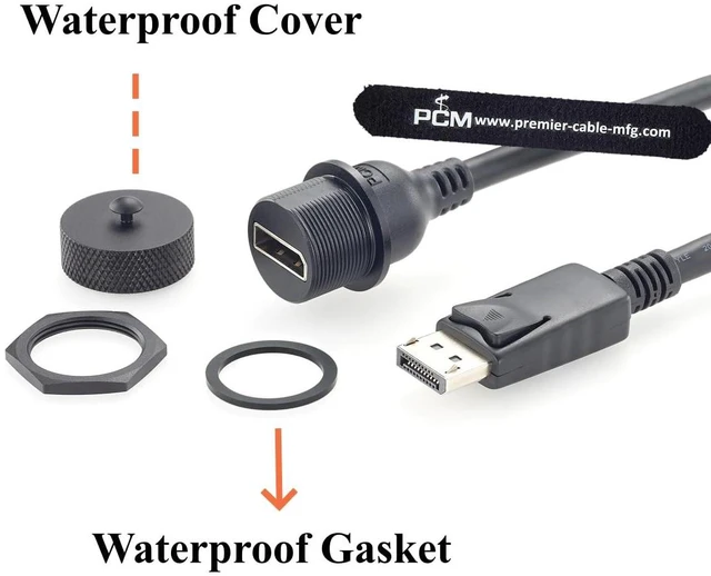 Alt view image 5 of 7 - Waterproof Panel Mount DisplayPort 1.2 Male to Female Extension Cable (2FT)
