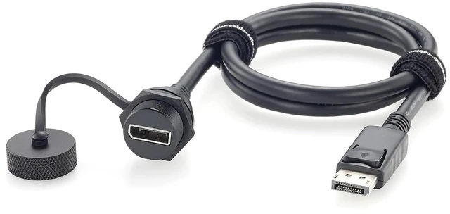 Main image of Waterproof Panel Mount DisplayPort 1.2 Male to Female Extension Cable (2FT)