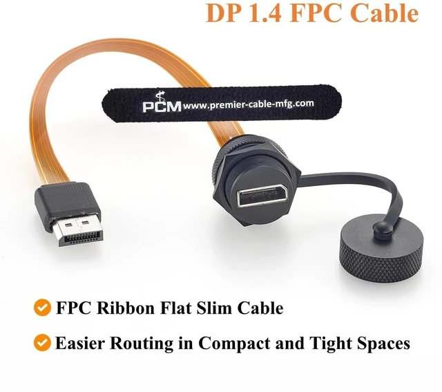 Alt view image 4 of 7 - Waterproof DisplayPort 1.4 Male to Female Panel Mount FPC Extension Cable