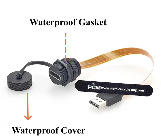 Alt view image 6 of 7 - Waterproof DisplayPort 1.4 Male to Female Panel Mount FPC Extension Cable