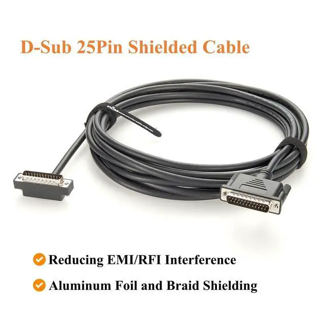 Alt view image 3 of 7 - Right Angle DB25 Male to Male Cable Low Profile D-Sub 25Pin Shielded Cable (5M/16.4FT)
