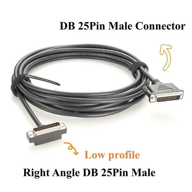 Alt view image 2 of 7 - Right Angle DB25 Male to Male Cable Low Profile D-Sub 25Pin Shielded Cable (5M/16.4FT)