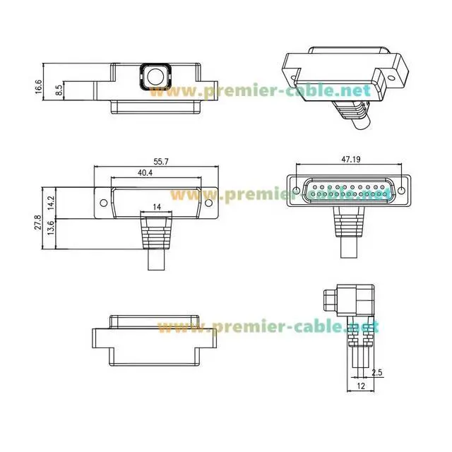 Alt view image 7 of 7 - Right Angle DB25 Male to Male Cable Low Profile D-Sub 25Pin Shielded Cable (5M/16.4FT)