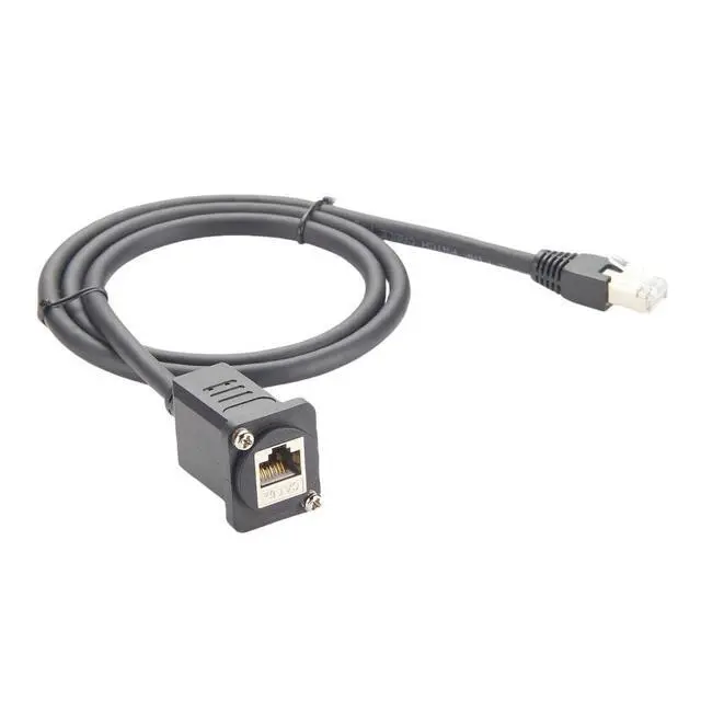 Alt view image 2 of 6 - D Series Panel Mount RJ45 Cable Shielded CAT6A Network Ethernet Male to Female Extension Cable RJ45 Feedthru Screw Mount for Industrial Camera Machine Vision (0.9M/3FT)