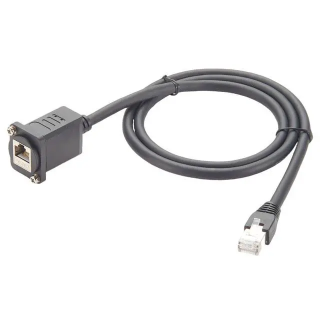 Alt view image 3 of 6 - D Series Panel Mount RJ45 Cable Shielded CAT6A Network Ethernet Male to Female Extension Cable RJ45 Feedthru Screw Mount for Industrial Camera Machine Vision (0.9M/3FT)