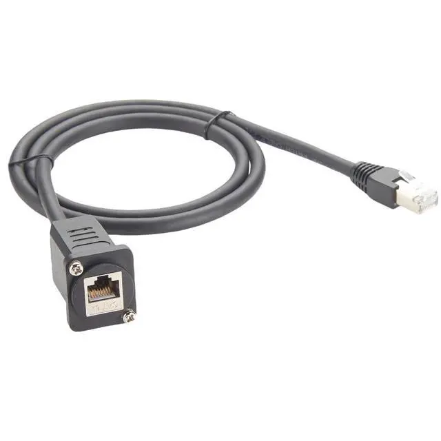 Alt view image 5 of 6 - D Series Panel Mount RJ45 Cable Shielded CAT6A Network Ethernet Male to Female Extension Cable RJ45 Feedthru Screw Mount for Industrial Camera Machine Vision (0.9M/3FT)
