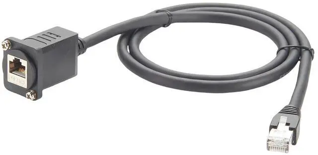 Main image of D Series Panel Mount RJ45 Cable Shielded CAT6A Network Ethernet Male to Female Extension Cable RJ45 Feedthru Screw Mount for Industrial Camera Machine Vision (0.9M/3FT)