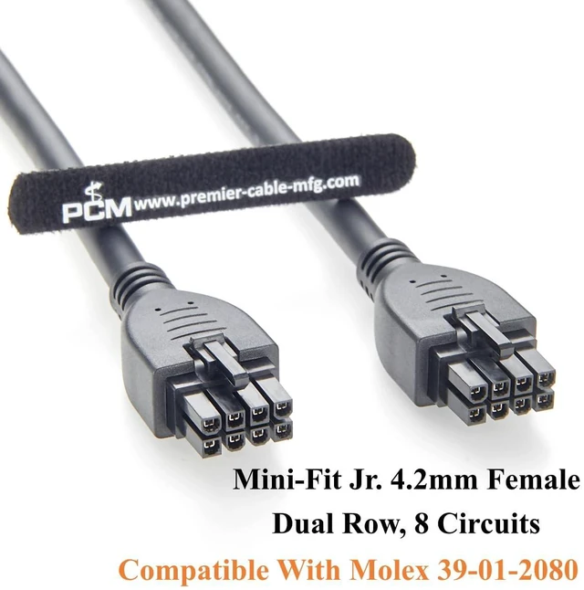Alt view image 3 of 7 - Mini-Fit Jr. 4.2mm 8Pin Female to Female Receptacle OTS Overmolded Cable Dual Row 8 Circuits Power & Signal Cable Compatible with 39-01-2080, 2451350820 (5PCS, 2M/6.6FT)