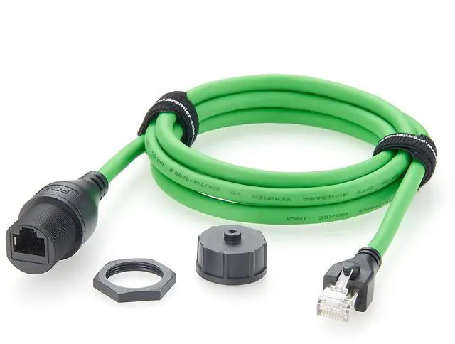 Main image of Profinet RJ45 Male to Female Extension Cable Flush Panel Mount 10Gbps Cat6A Ethernet LAN Network Cord IP67 Waterproof Shielded for GigE Vision, Industrial Camera, 3D Imaging (1.5M/4.92FT)