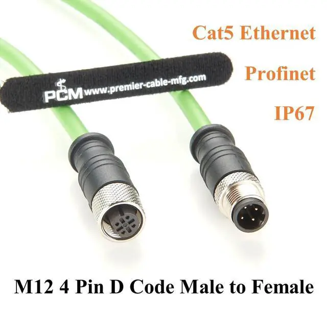 Alt view image 2 of 7 - Profinet M12 4 Pin D Code Male to Female Extension Cable Waterproof Shielded Cat5 Ethernet High Flex Cable for Industrial Camera, Automation, Encoder, Sensor, Drag Chain Robot (Straight, 5M/16.4FT)