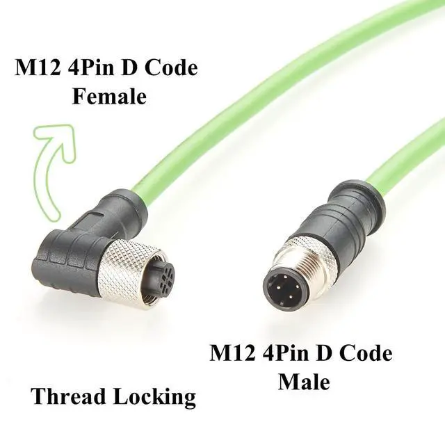 Alt view image 3 of 7 - Profinet M12 4 Pin D Code Male to Female Extension Cable Waterproof Shielded Cat5 Ethernet High Flex Cable for Industrial Camera, Automation, Encoder, Sensor, Drag Chain Robot (Right Angle, 5M/16.4FT)