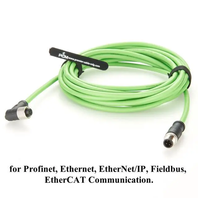 Alt view image 5 of 7 - Profinet M12 4 Pin D Code Male to Female Extension Cable Waterproof Shielded Cat5 Ethernet High Flex Cable for Industrial Camera, Automation, Encoder, Sensor, Drag Chain Robot (Right Angle, 5M/16.4FT)