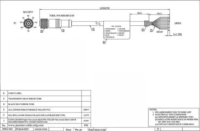 Alt view image 6 of 6 - M12 8Pin A Code to Open End GPIO I/O Power Trigger Breakout Industrial Camera Cable Compatible Cognex CCB-84901-0101-02 CCB-84901-0102-05 In-Sight 5000 Series Vision Sensor System (2M/6.6FT)