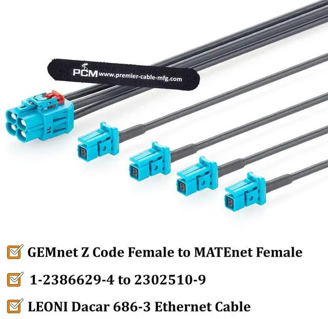 Alt view image 2 of 7 - TE 4-in-1 GEMnet Female to MATEnet Female Automotive Ethernet Cable(1.64FT)