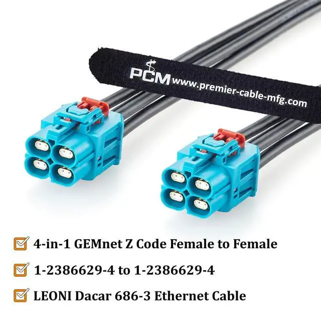 Alt view image 2 of 7 - TE Quad GEMnet Z Code Female to Female Automotive Ethernet Cable(1.64FT)