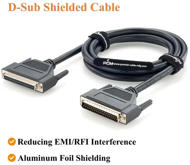 Alt view image 3 of 7 - DB37 Male to Female Extension Cable 37 Pin D-Sub Shielded Cable (2M/6.6FT)