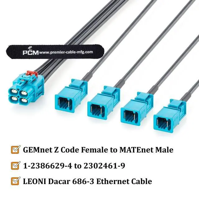 Alt view image 2 of 7 - TE Quad GEMnet Female to MATEnet Male Automotive Ethernet Cable (1.64FT)