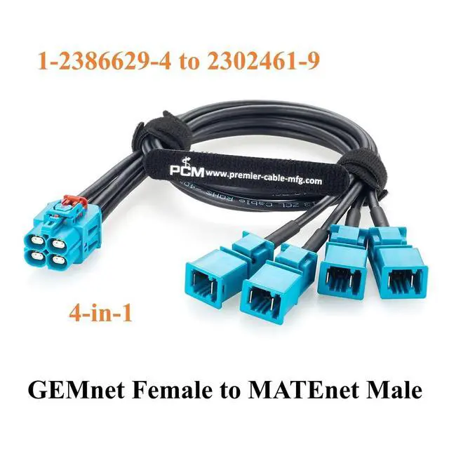 Alt view image 7 of 7 - TE Quad GEMnet Female to MATEnet Male Automotive Ethernet Cable (1.64FT)